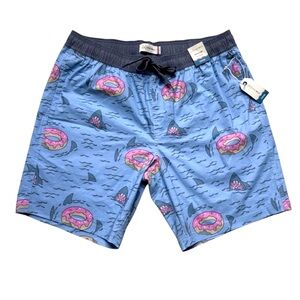 Departwest Swim Trunks – Shark & Donut Print, Size M, NWT